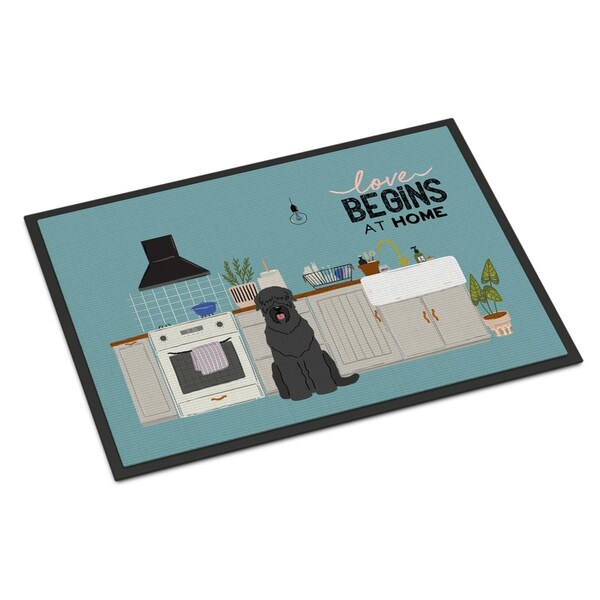 Carolines Treasures 24 x 36 in. Black Russian Terrier Kitchen Scene Indoor or Outdoor Mat CK7730JMAT - main